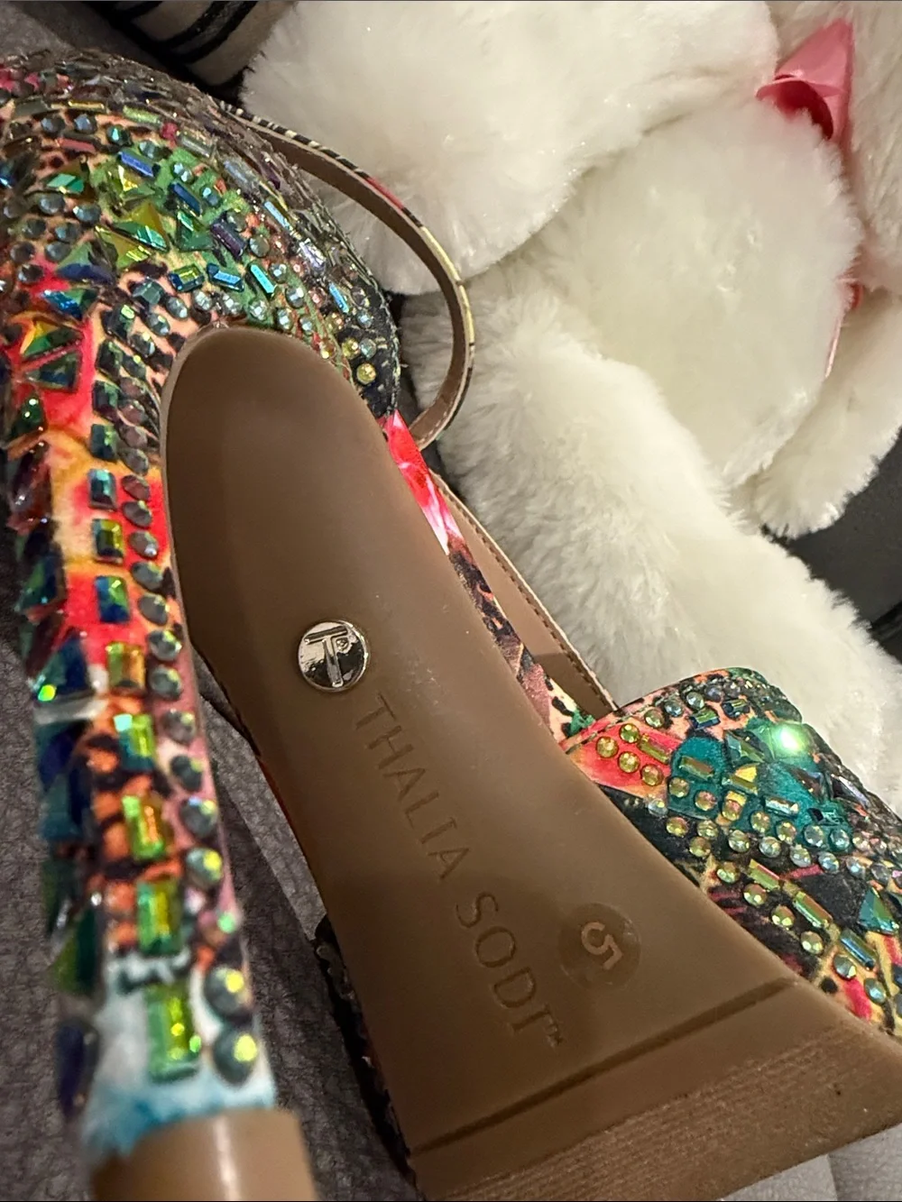 Thalia Sodi Multicolor Studded T-Strap Platform Heels